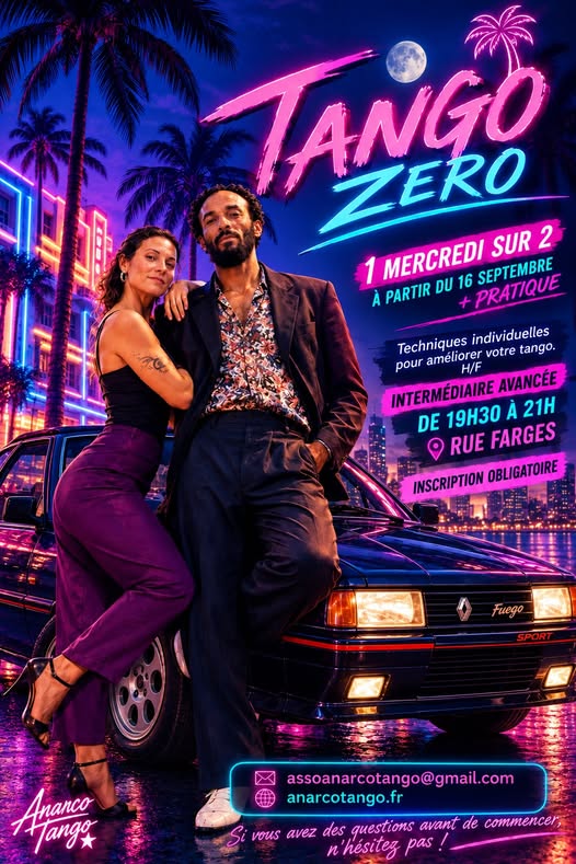 Tango zéro, cours + pratique avec Nico et Priscilla, Montpellier
